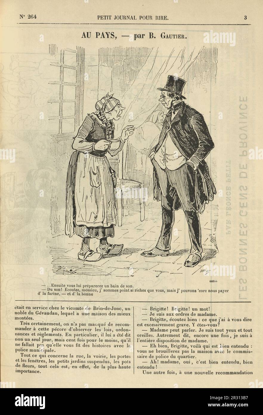 Illustration vintage, French Cartoon, au pays, dans le pays, pays de la citrouille, 1890s, 19th siècle Banque D'Images