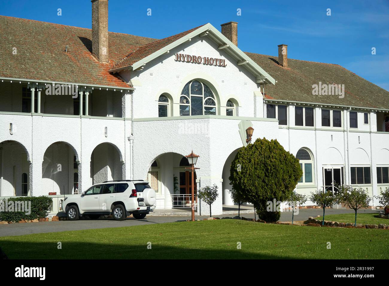 L'Hydro Hotel Leeton, classé au patrimoine, a été construit comme hébergement pour le personnel senior et administratif du Murrumbidgee irrigation Scheme Banque D'Images