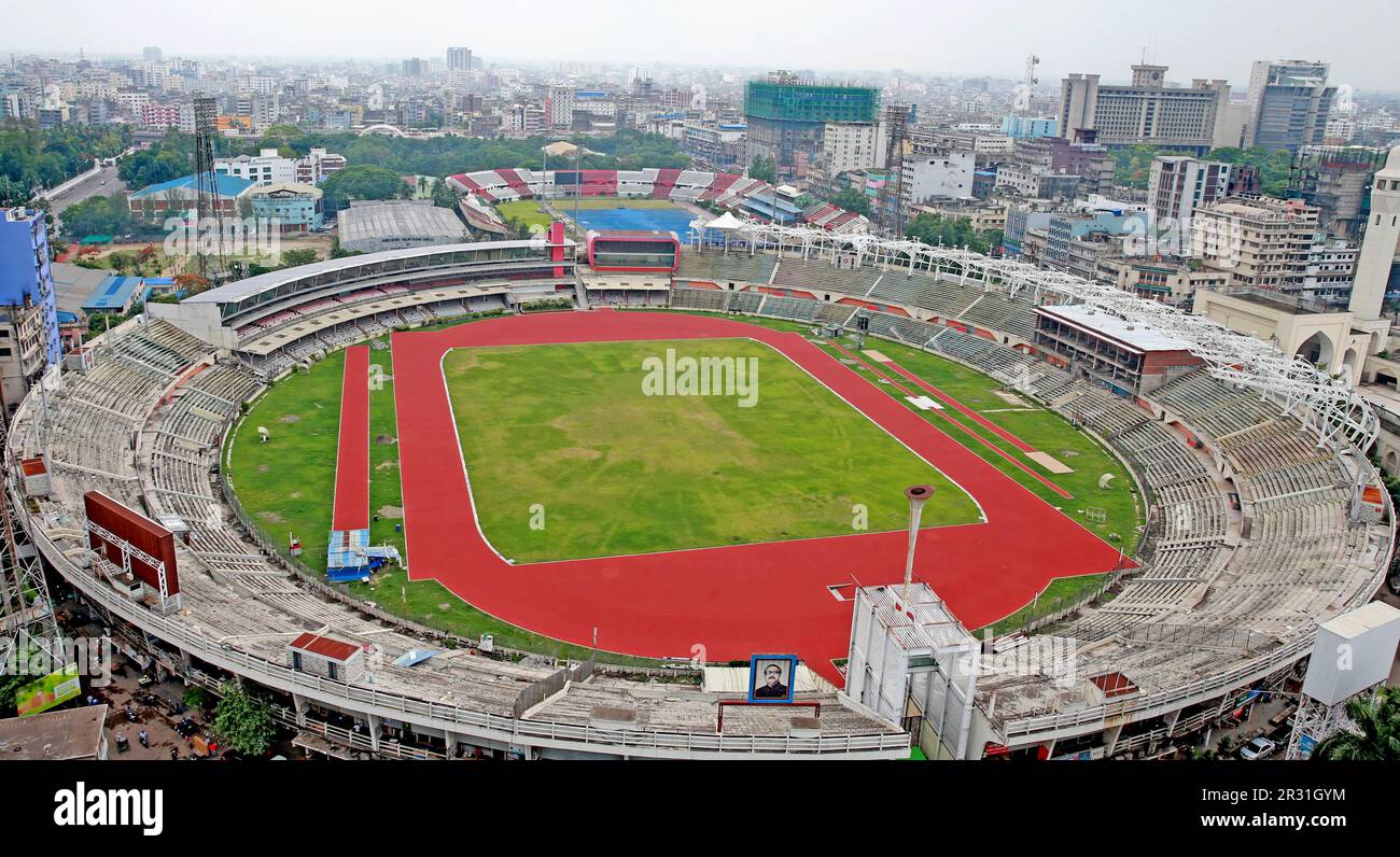 Vue aérienne du stade national Bangabandhu (BNS) à Dhaka, au Bangladesh. Banque D'Images