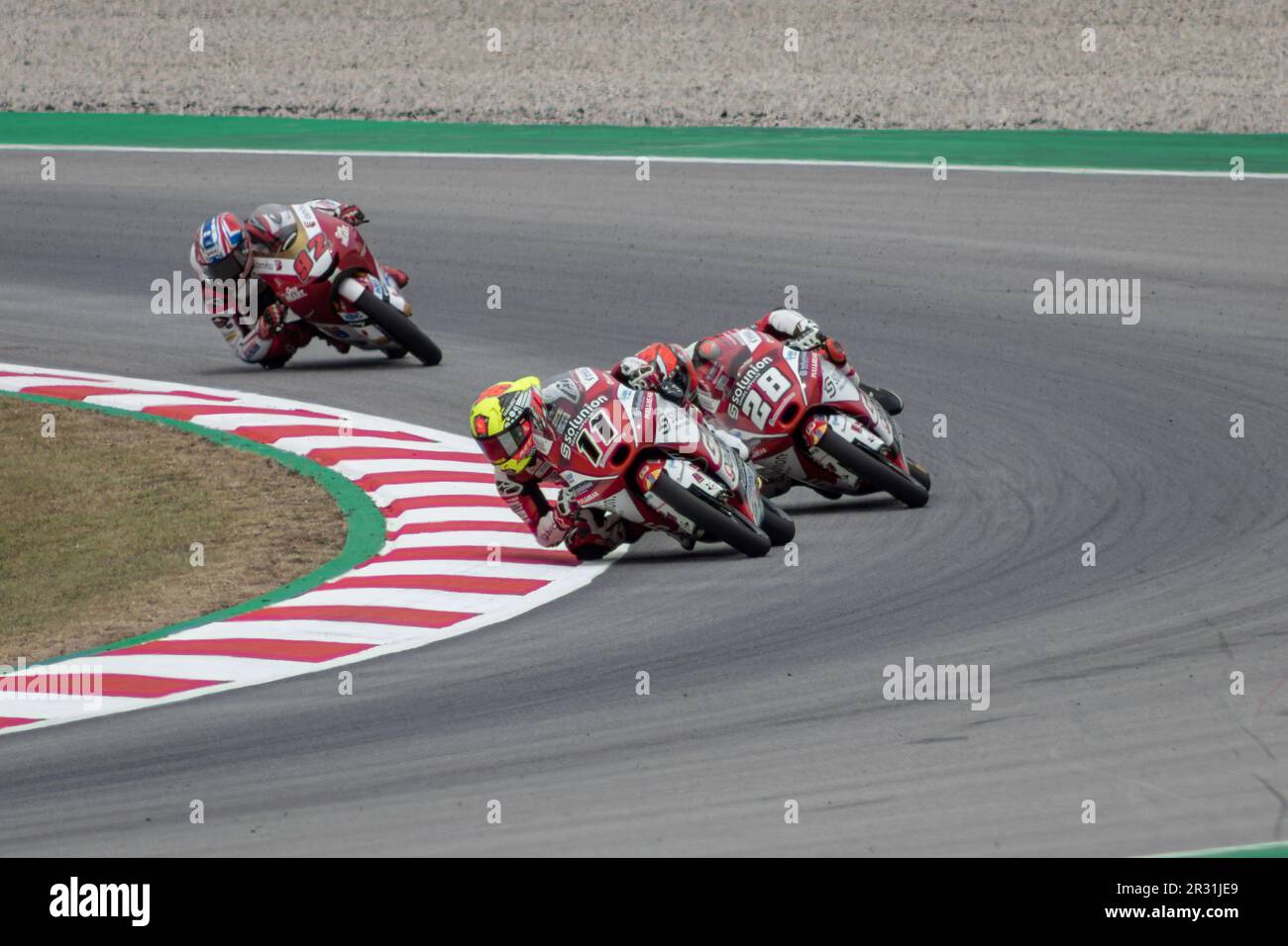 MONTMELLO, ESPAGNE-4 JUIN 2021 : Sergio Garcia sur son #11 Gas Gas RC250GP (équipe GasGas Aspar), Championnat du monde 2021 Moto3 Banque D'Images