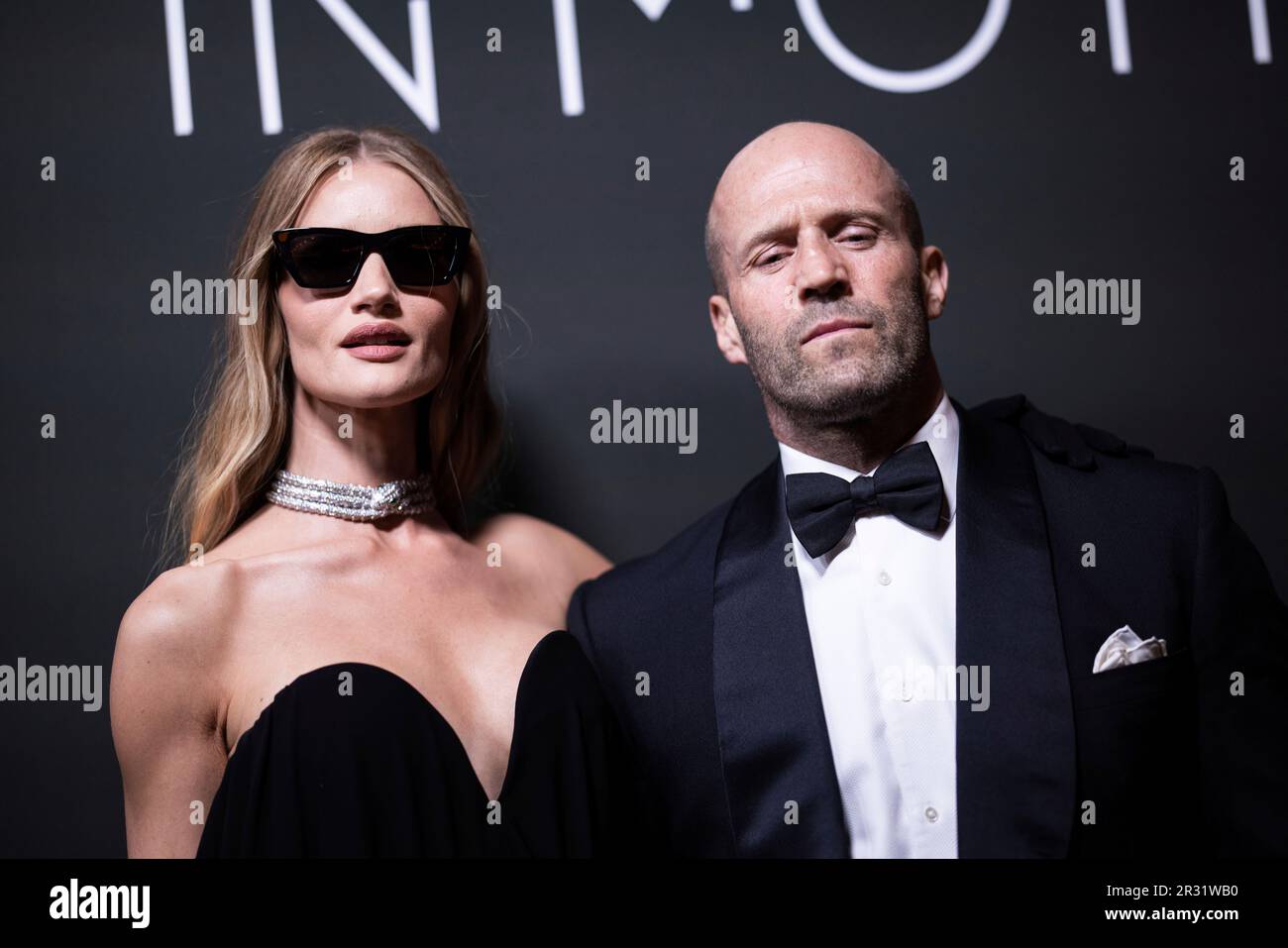 Rosie Huntington-Whiteley, left, and Jason Statham pose for