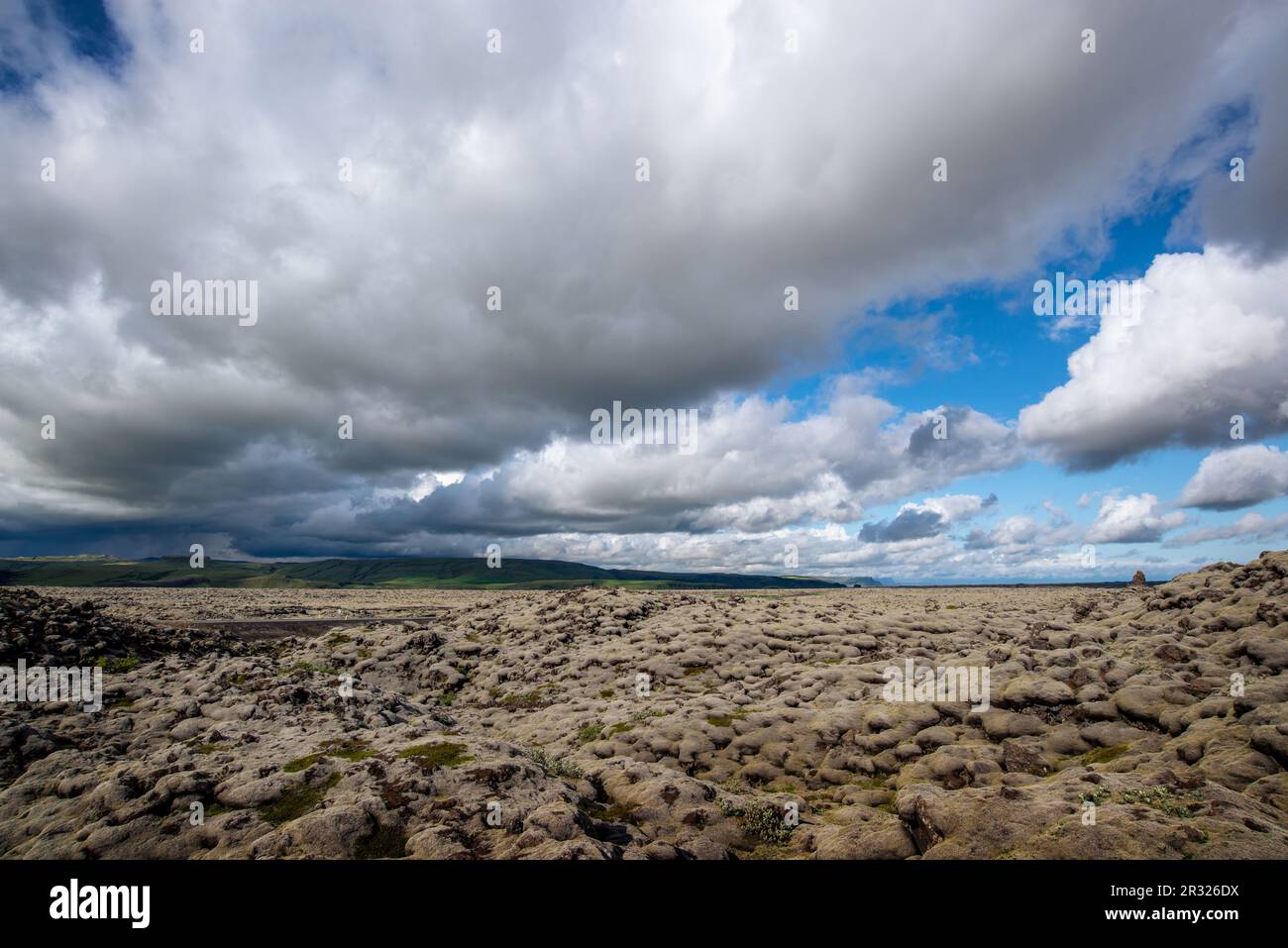 Paysage de champ de lave d'Eldhraun dans le sud de l'Islande Banque D'Images