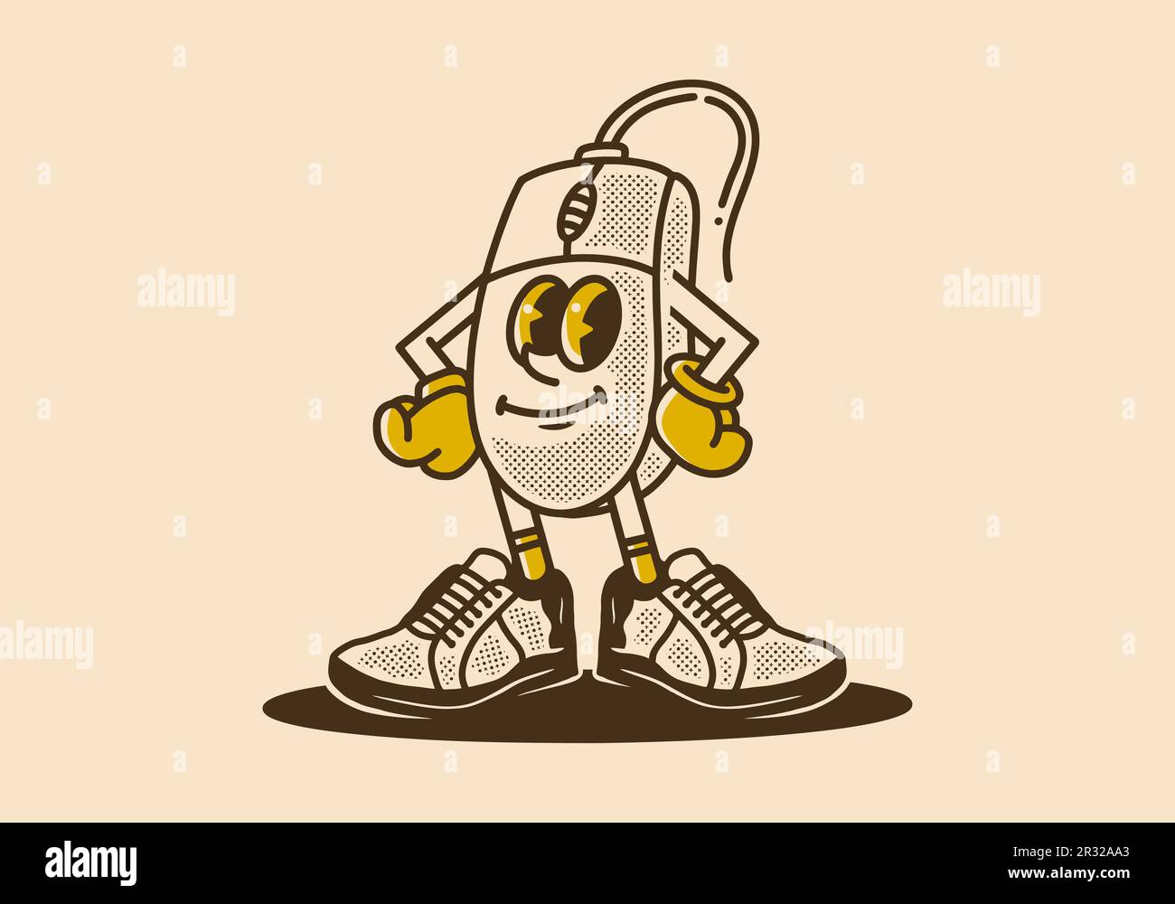 Mascotte dessin d'une souris d'ordinateur en position debout Illustration de Vecteur