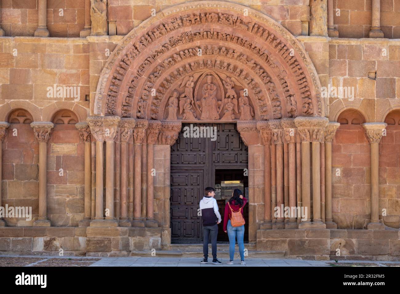 Portada, Iglesia de Santo Domingo, Románico, siglo XII, Soria, Comunidad Autónoma de Castilla, l'Espagne, l'Europe. Banque D'Images