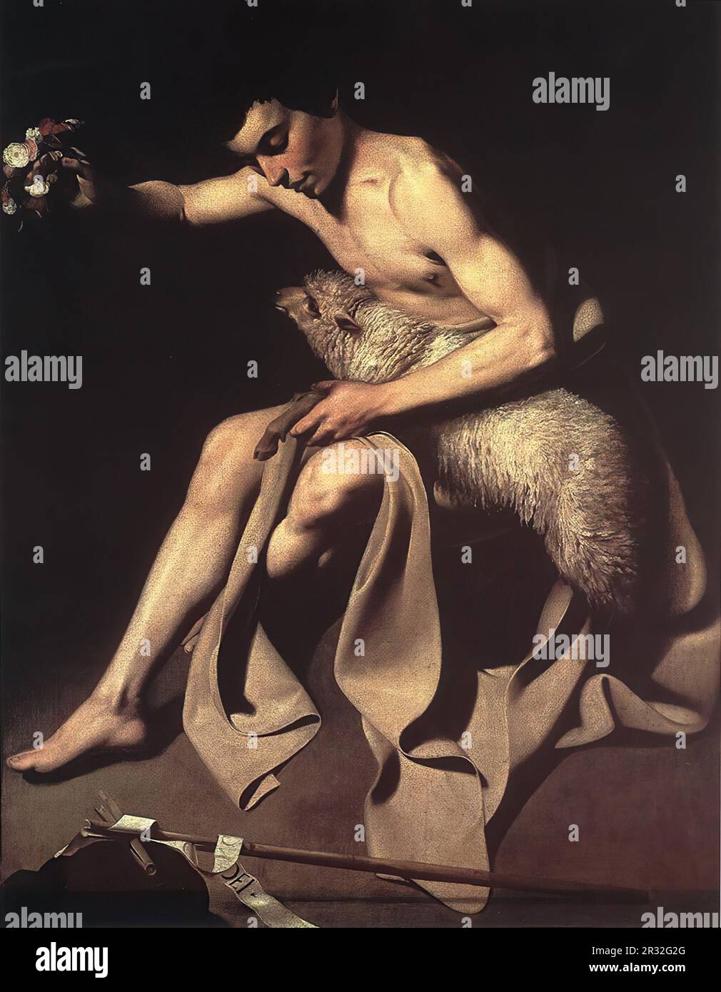 CARAVAGGIO (né en 1573, Caravaggio, d. 1610, Porto Ercole) St. Jean Baptiste - huile sur toile, 102,5 x 83 cm Öffentliche Kunstsammlung, Bâle Beaucoup Banque D'Images