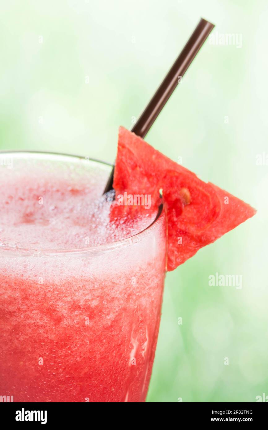 Close up de l'eau Jus de fruits melon rouge frappe Banque D'Images