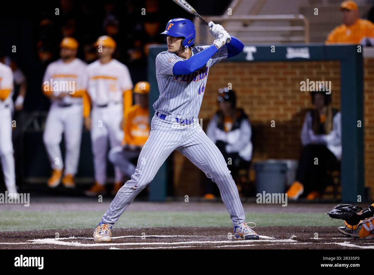 Florida Gators first baseman Jac Caglianone (14) at bat against the Tennessee Volunteers on