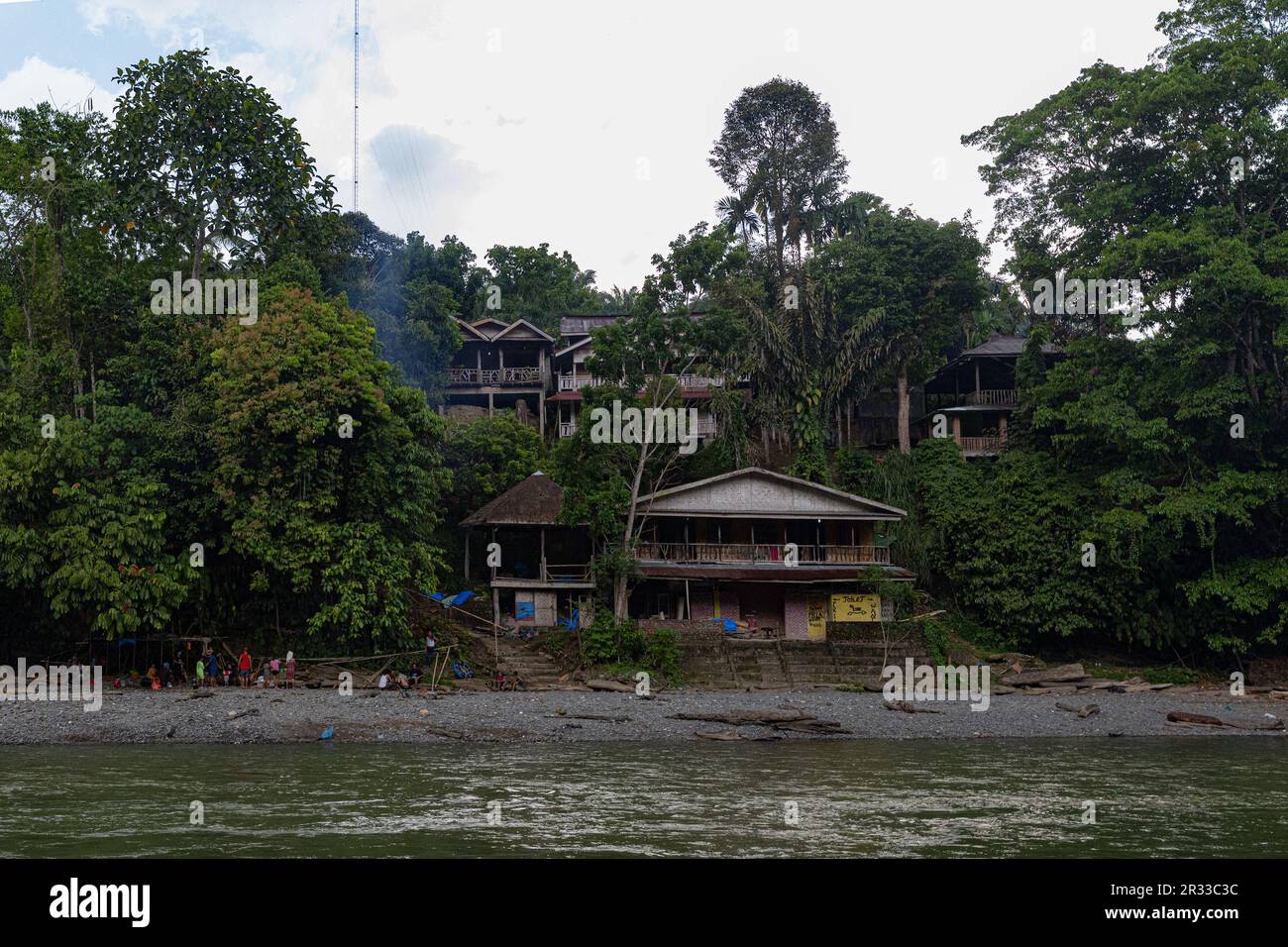 Village rural à Tangkahan, Sumatra Nord, Indonésie. Banque D'Images