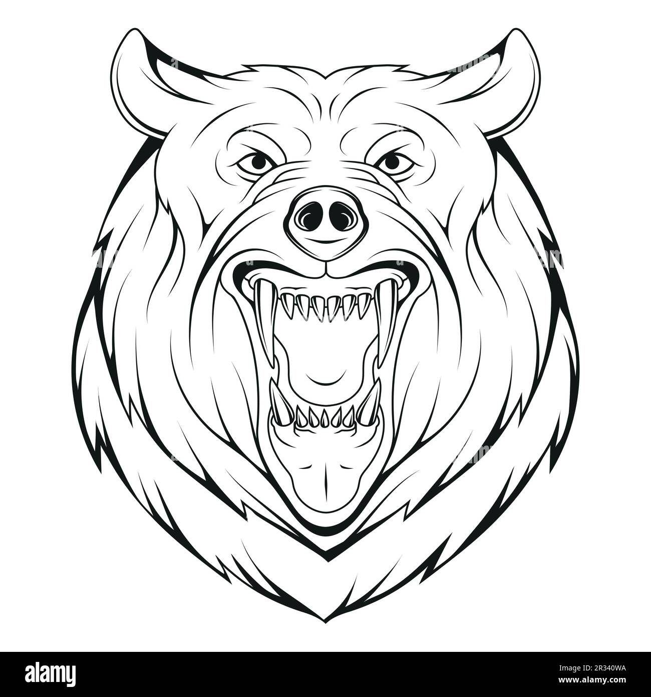 Ours en colère. Illustration vectorielle d'un grizzly d'esquisse. Ours rugissant Illustration de Vecteur