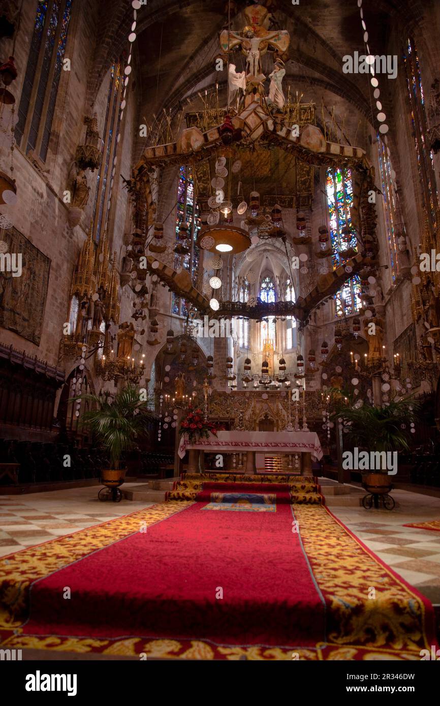 Catedral de Mallorca (s. XIII-s.XX). Baldaquin de Gaudí.Palma.Mallorca.Islas Baleares. España. Banque D'Images