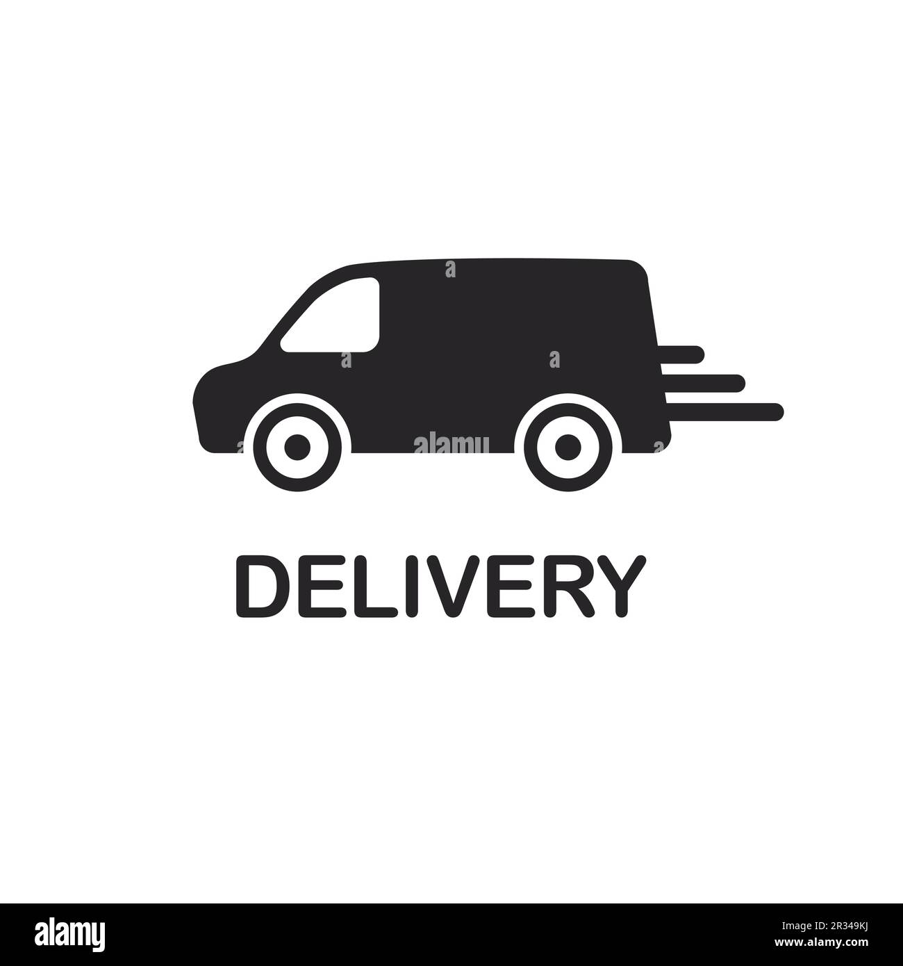 Livraison express en minibus. Logo camion noir. Icône de service d'expédition rapide. Suivi des commandes en ligne. Illustration vectorielle isolée sur fond blanc. Illustration de Vecteur