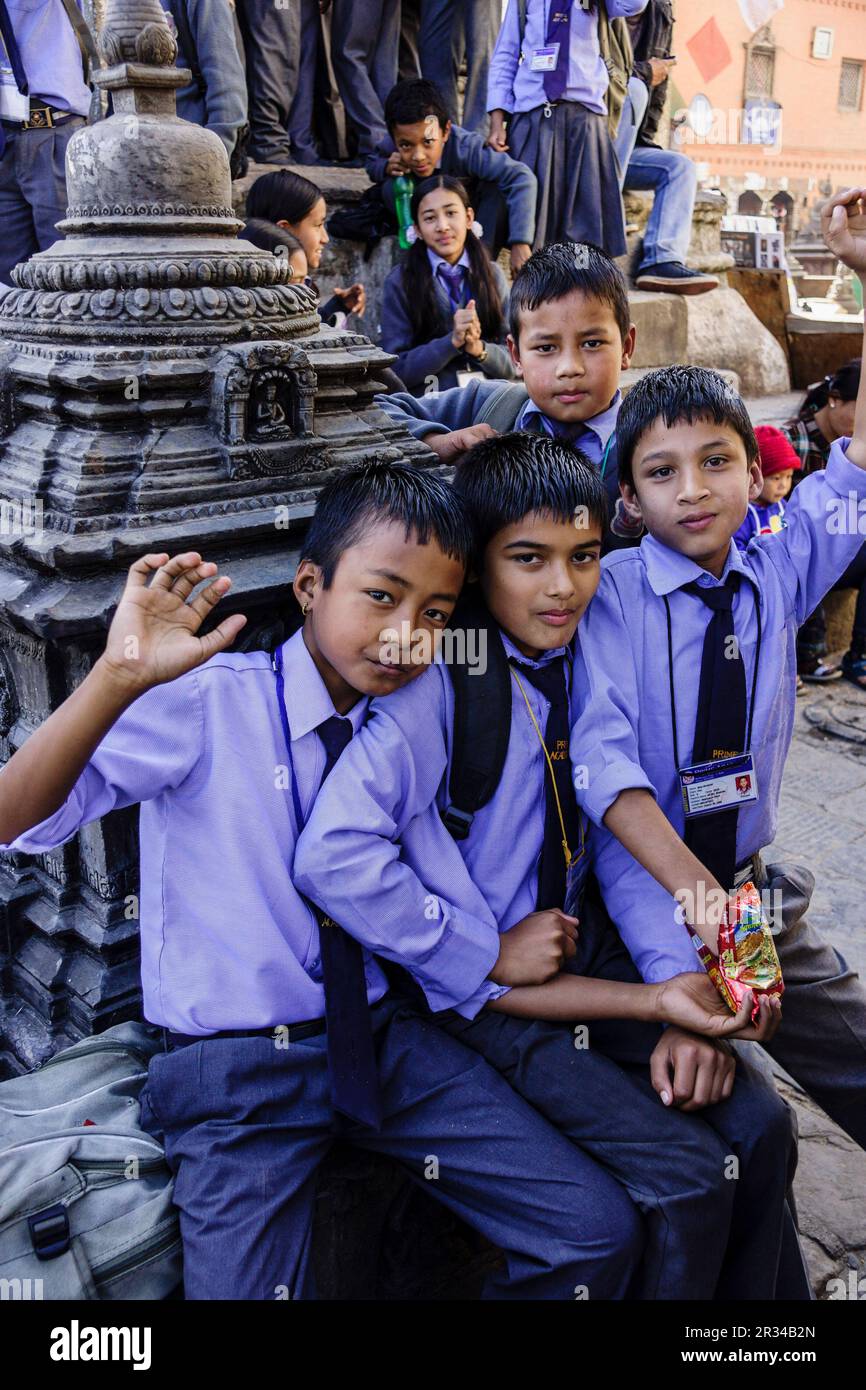 Swayambhu.Centro religioso de peregrinación tanto como para budistas hinduistas.Katmandou, Népal, Asie. Banque D'Images