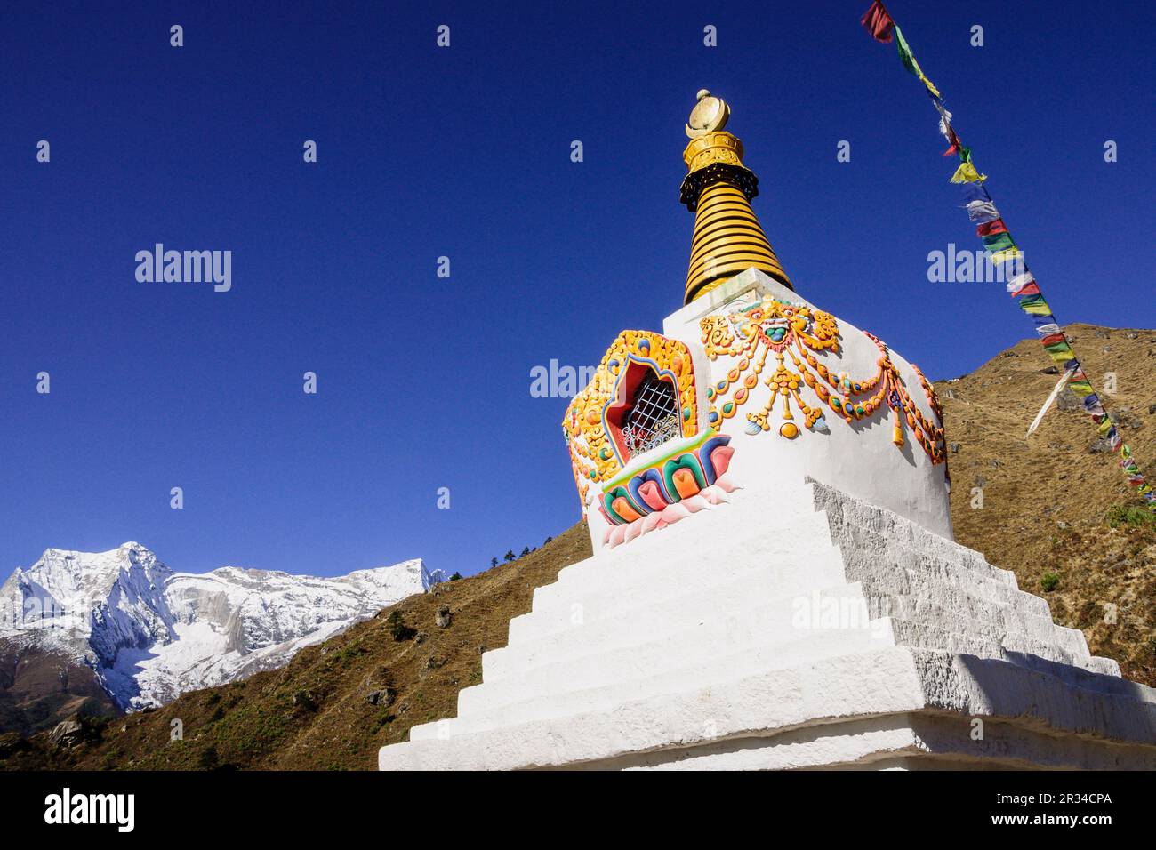 Tenzing Norgye Memorial stupa.Sagarmatha National Park, Khumbu Himal, Népal, Asie. Banque D'Images