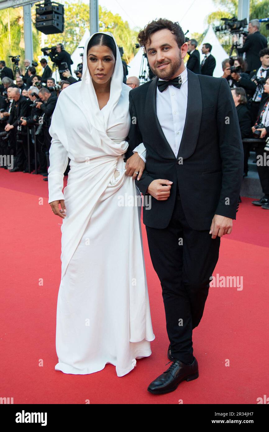 Cannes, France. 22nd mai 2023. Ayem Nour et Quentin Delcourt assistent à la première du Club Zero dans le cadre du Festival de Cannes 76th sur 22 mai 2023. Photo d'Aurore Marechal/ABACAPRESS.COM crédit: Abaca Press/Alay Live News Banque D'Images