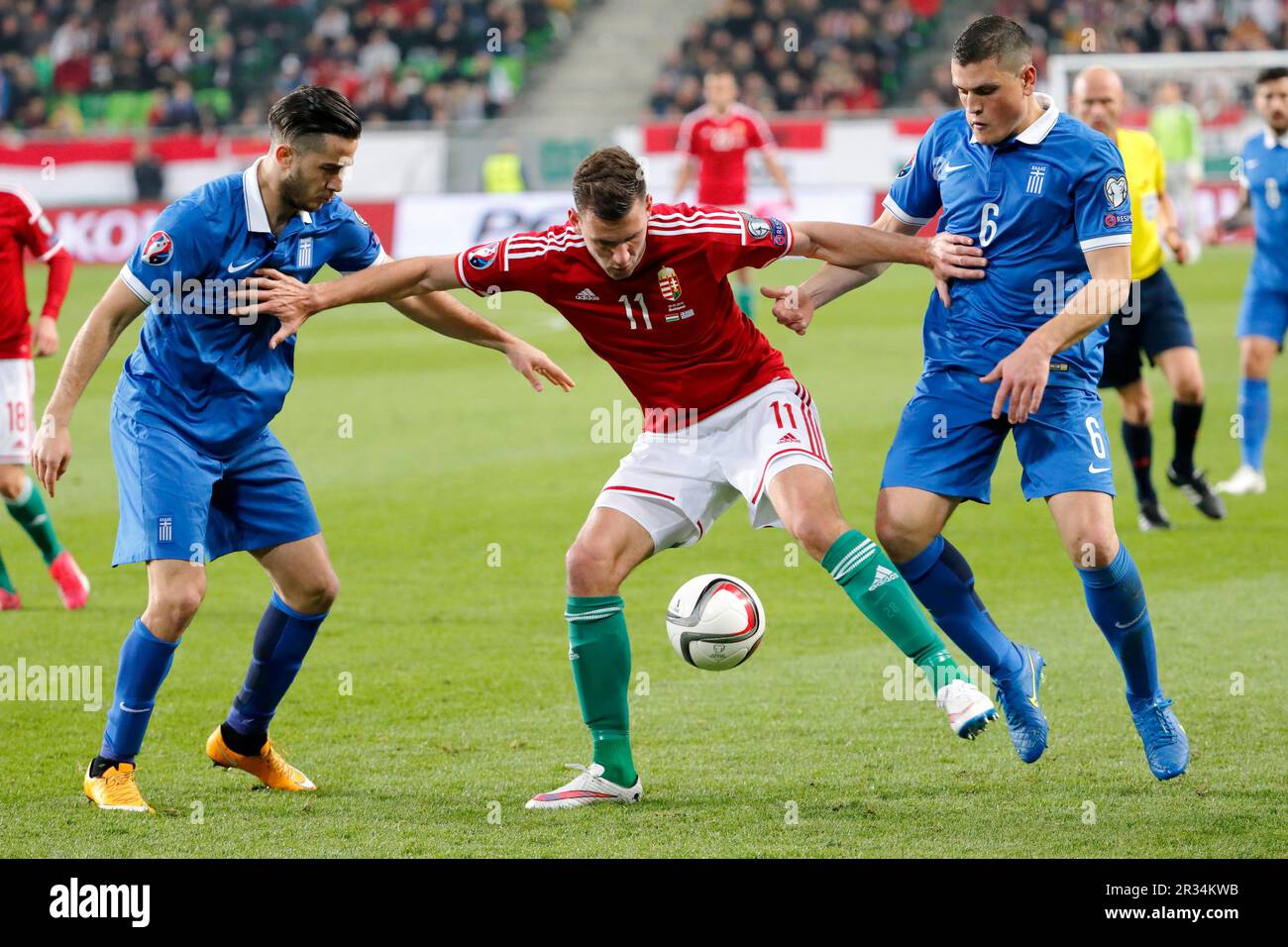 Hongrie contre Grèce match de football de qualification Euro 2016 de l'UEFA Banque D'Images