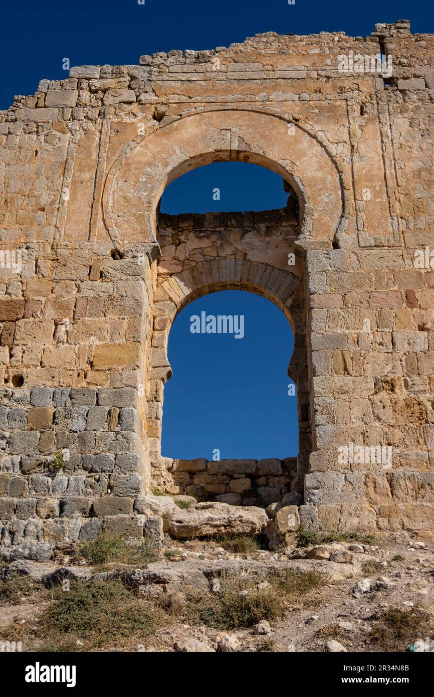 Puerta califal, le château de Gormaz, Siglo X, Gormaz, Soria, Comunidad Autónoma de Castilla, l'Espagne, l'Europe. Banque D'Images