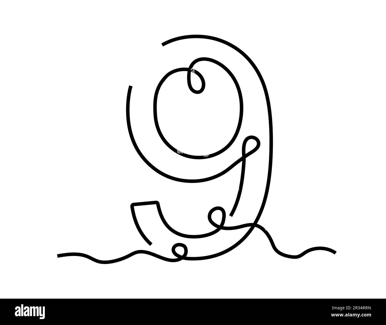 Concept de numéro linéaire 9 Illustration de Vecteur