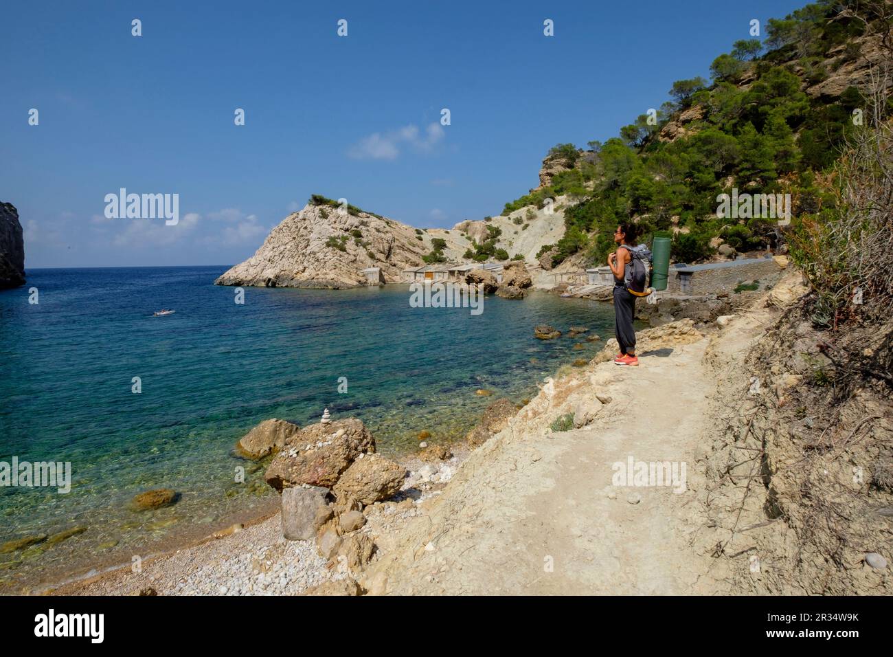 Es Portitxol, Municipio de Sant Joan de LabritjaIbiza, Iles Baléares, Espagne. Banque D'Images