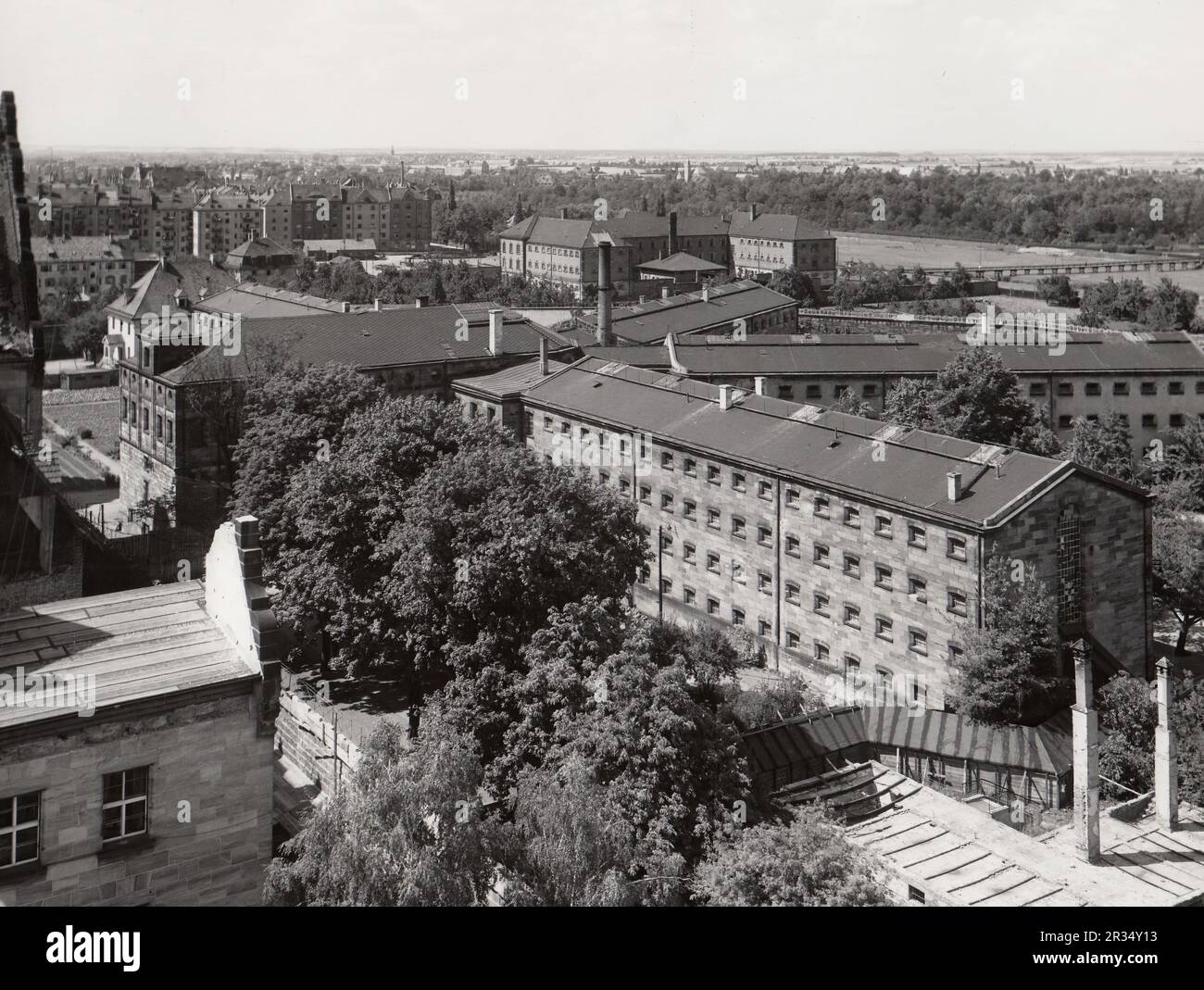 La prison du palais de justice de Nuremberg, où les criminels de guerre nazis ont été emprisonnés en 1945, lors des célèbres procès de Nuremberg. Banque D'Images