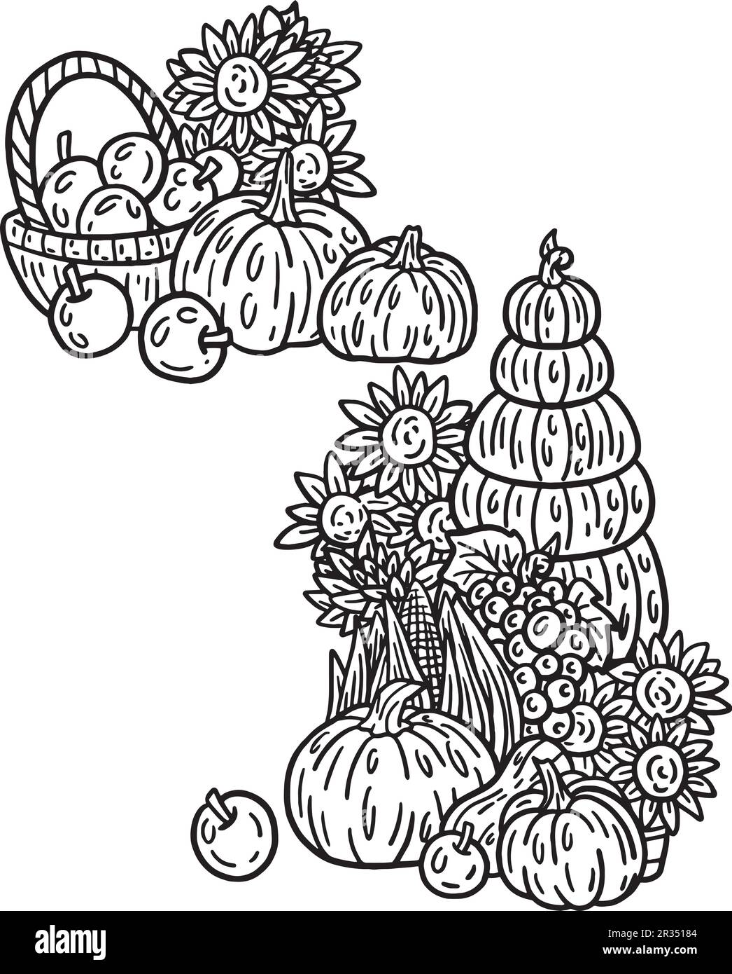 Thanksgiving récolte d'automne adultes isolés Illustration de Vecteur