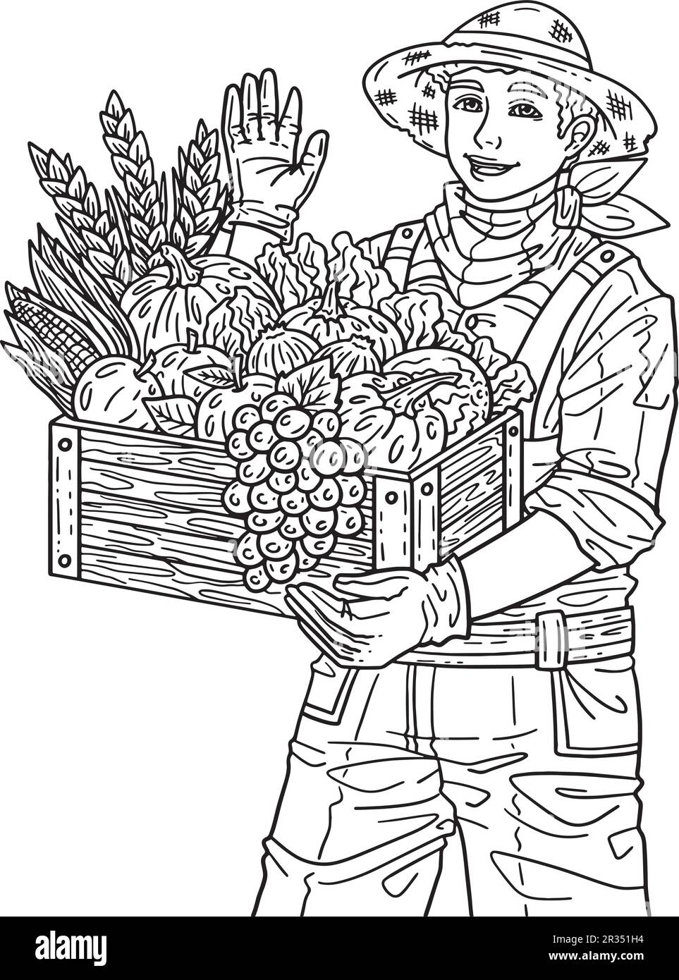 Agriculteur de Thanksgiving avec récolte des adultes isolés Illustration de Vecteur