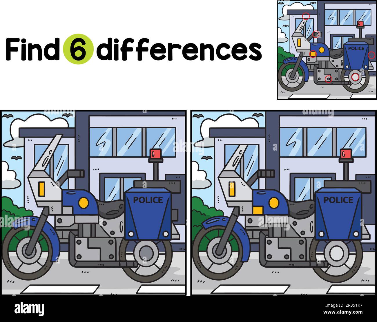 Police, moto trouver les différences Illustration de Vecteur