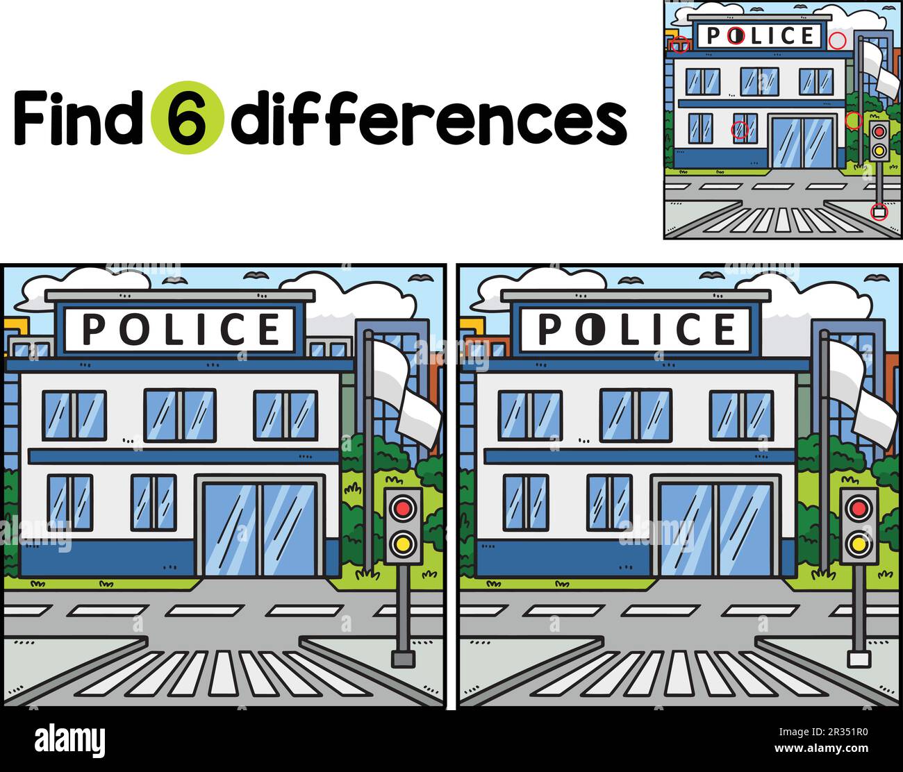 Le poste de police trouve les différences Illustration de Vecteur