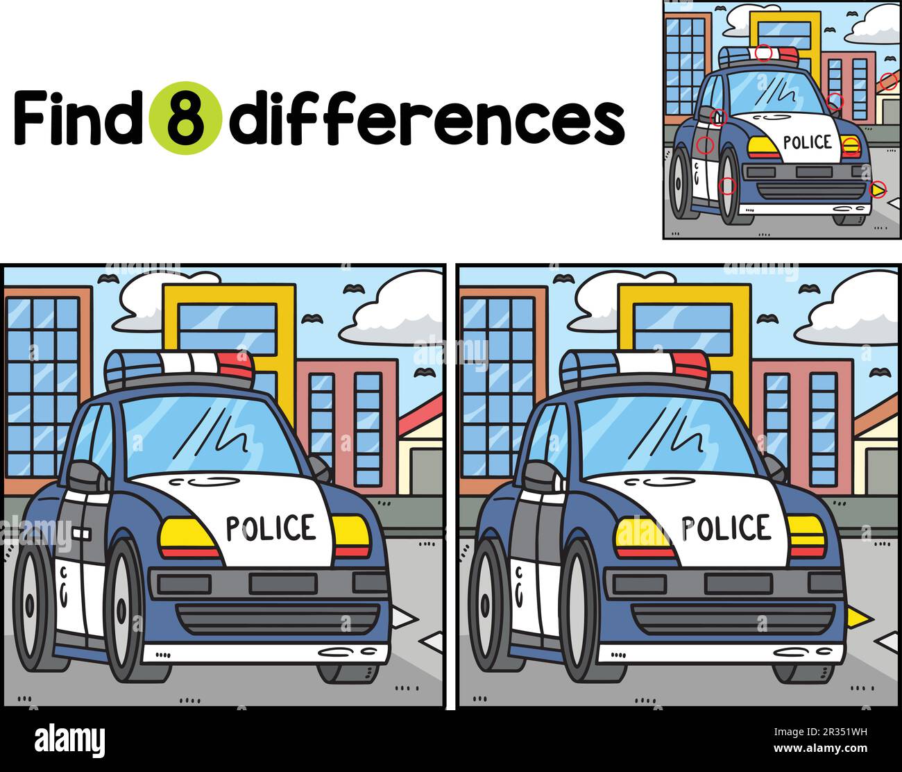 Voiture de police Trouvez les différences Illustration de Vecteur