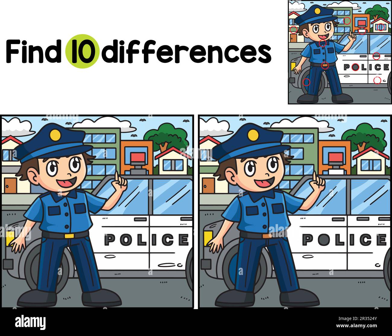 Les policiers trouvent les différences Illustration de Vecteur