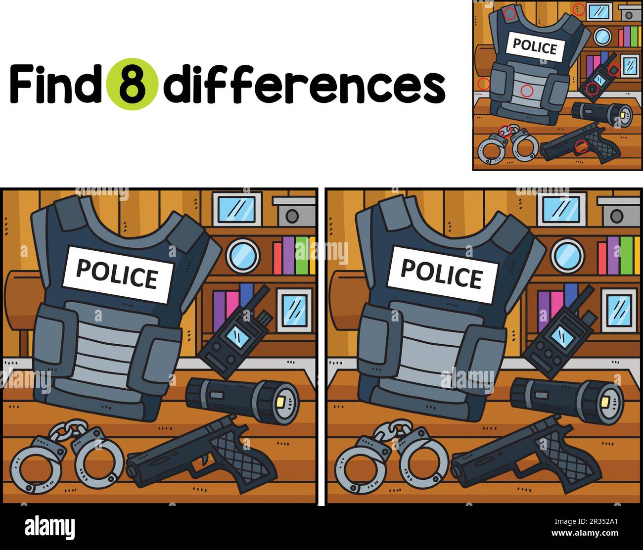 L'équipement des policiers trouve les différences Illustration de Vecteur