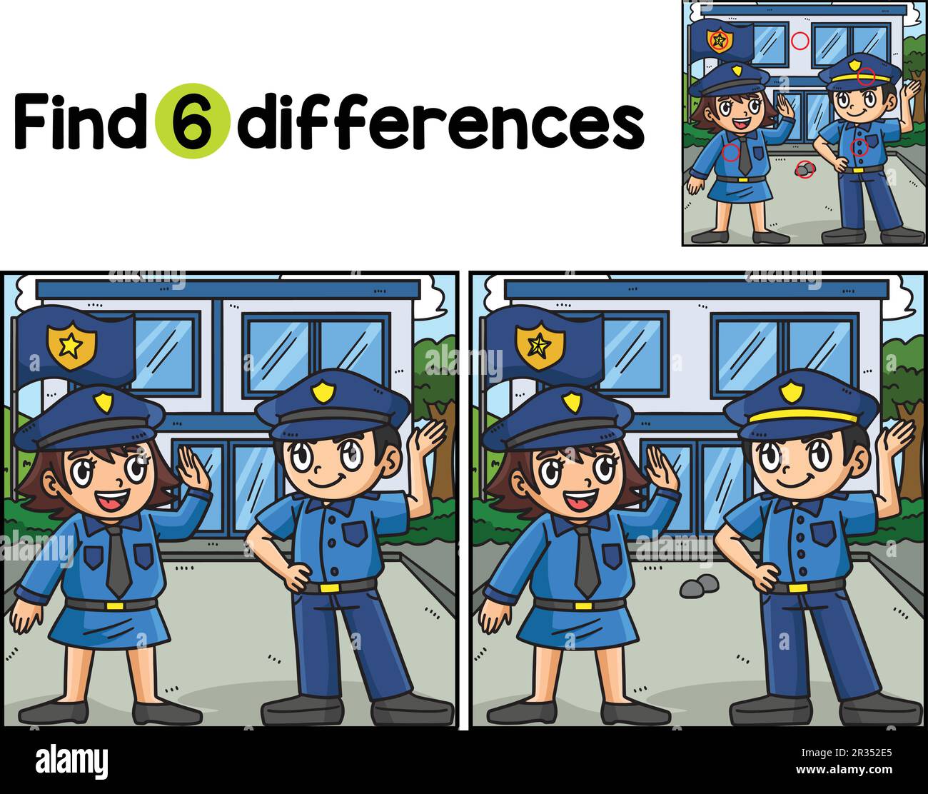 Les policiers trouvent les différences Illustration de Vecteur