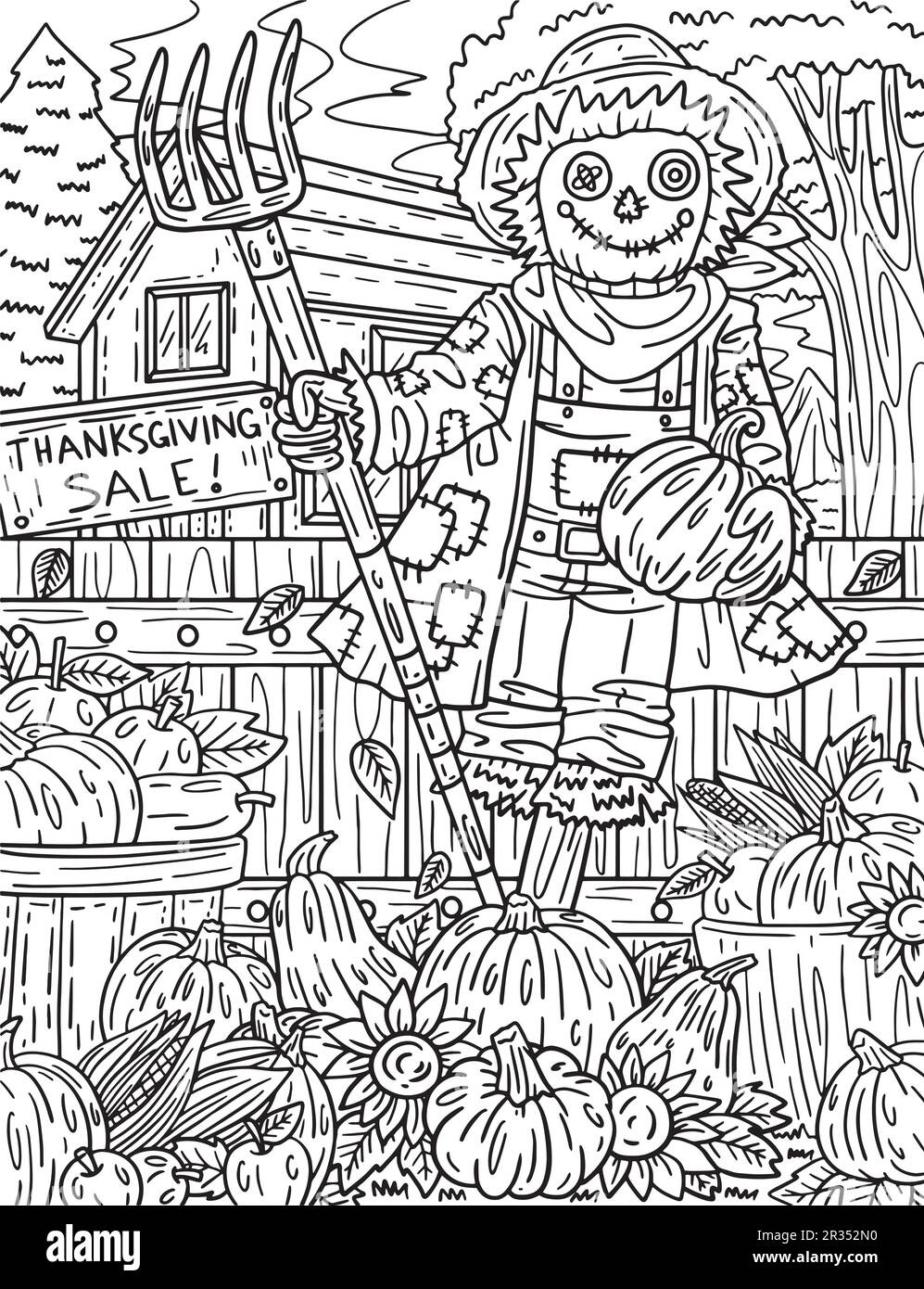 Page de coloriage de Thanksgiving pour adultes Illustration de Vecteur