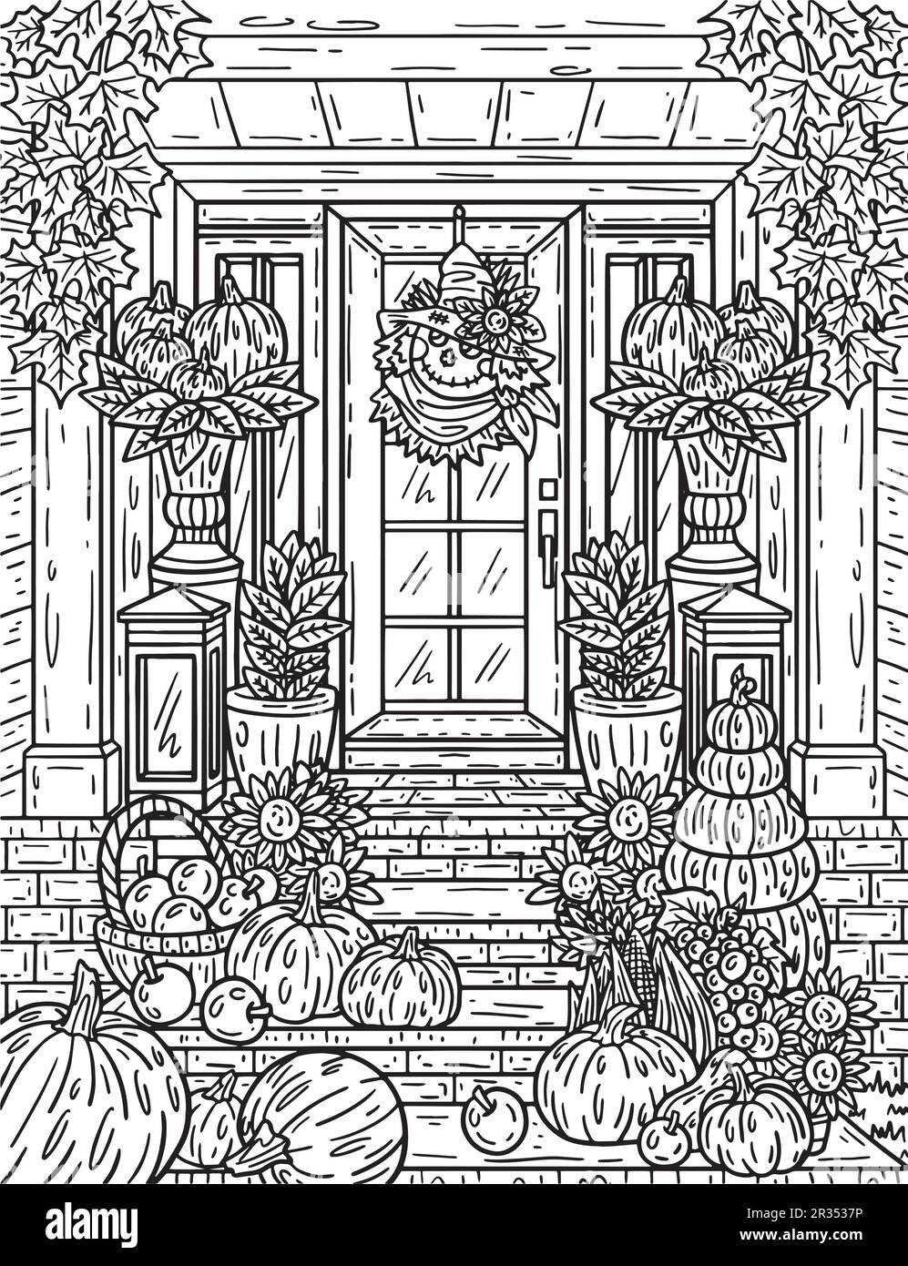 Page de coloriage des adultes de moisson d'automne de Thanksgiv Illustration de Vecteur
