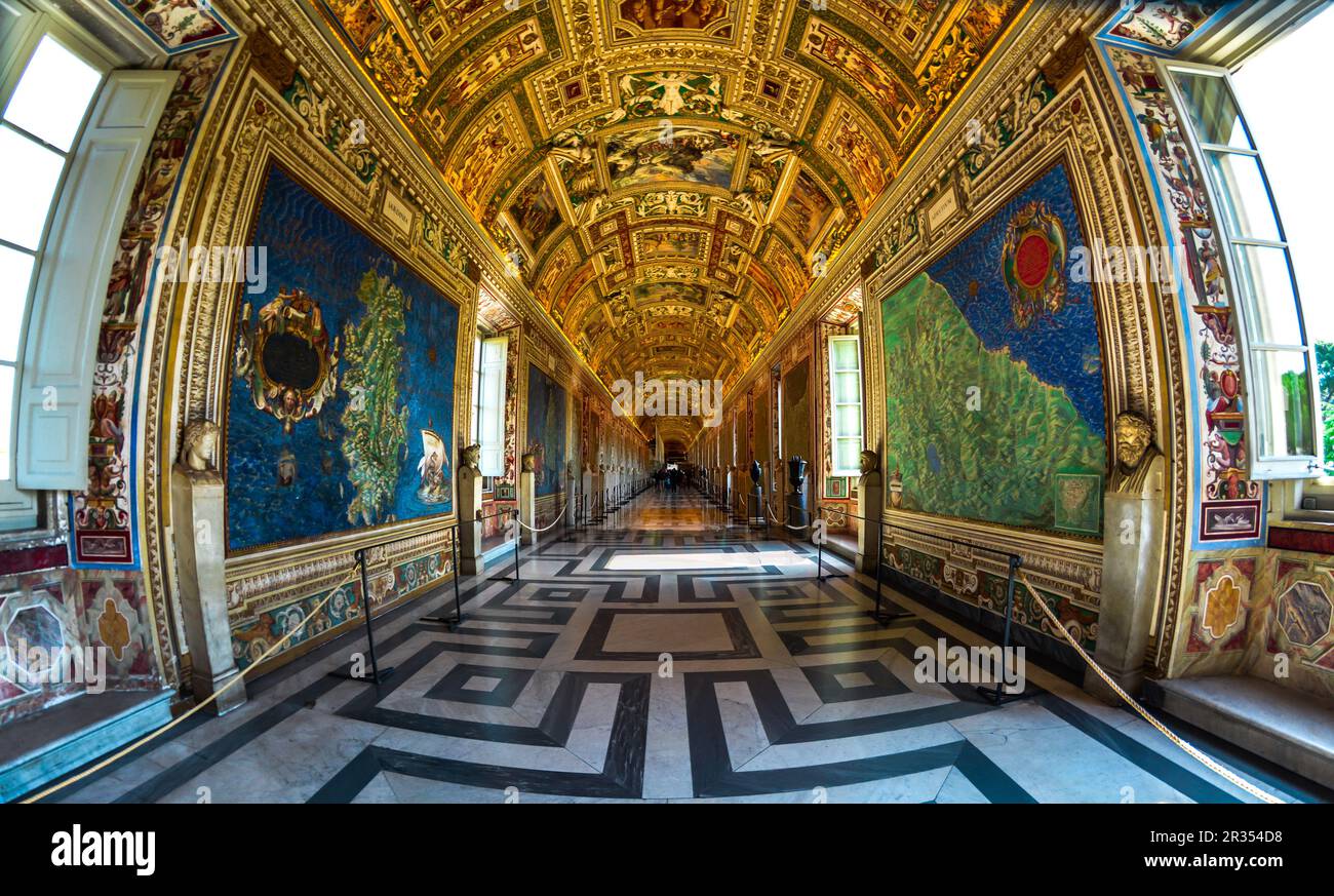 Couloir des musées du Vatican, basilique Saint-Pierre, Cité du Vatican, Italie Banque D'Images