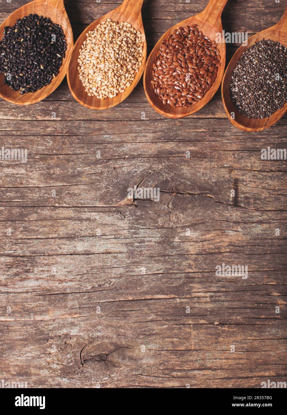 Chia, sésame, lin Banque D'Images