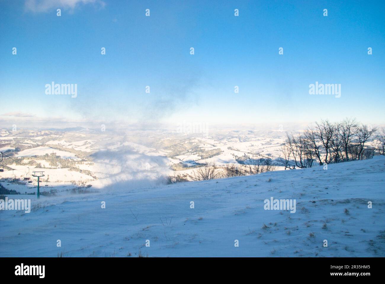 Vent de neige en montagne Banque D'Images