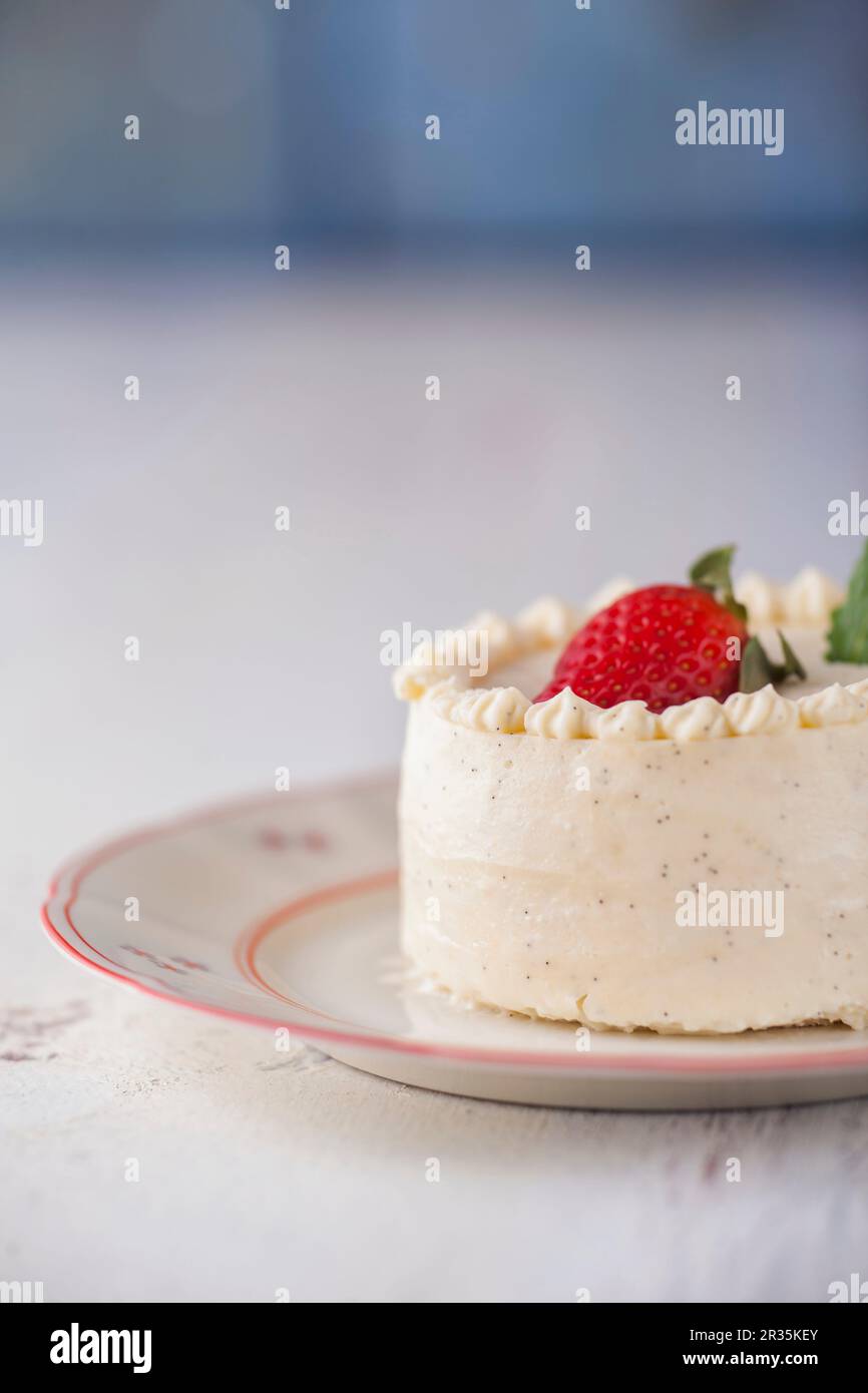 Tartelettes à la crème vanille et fraises Banque D'Images