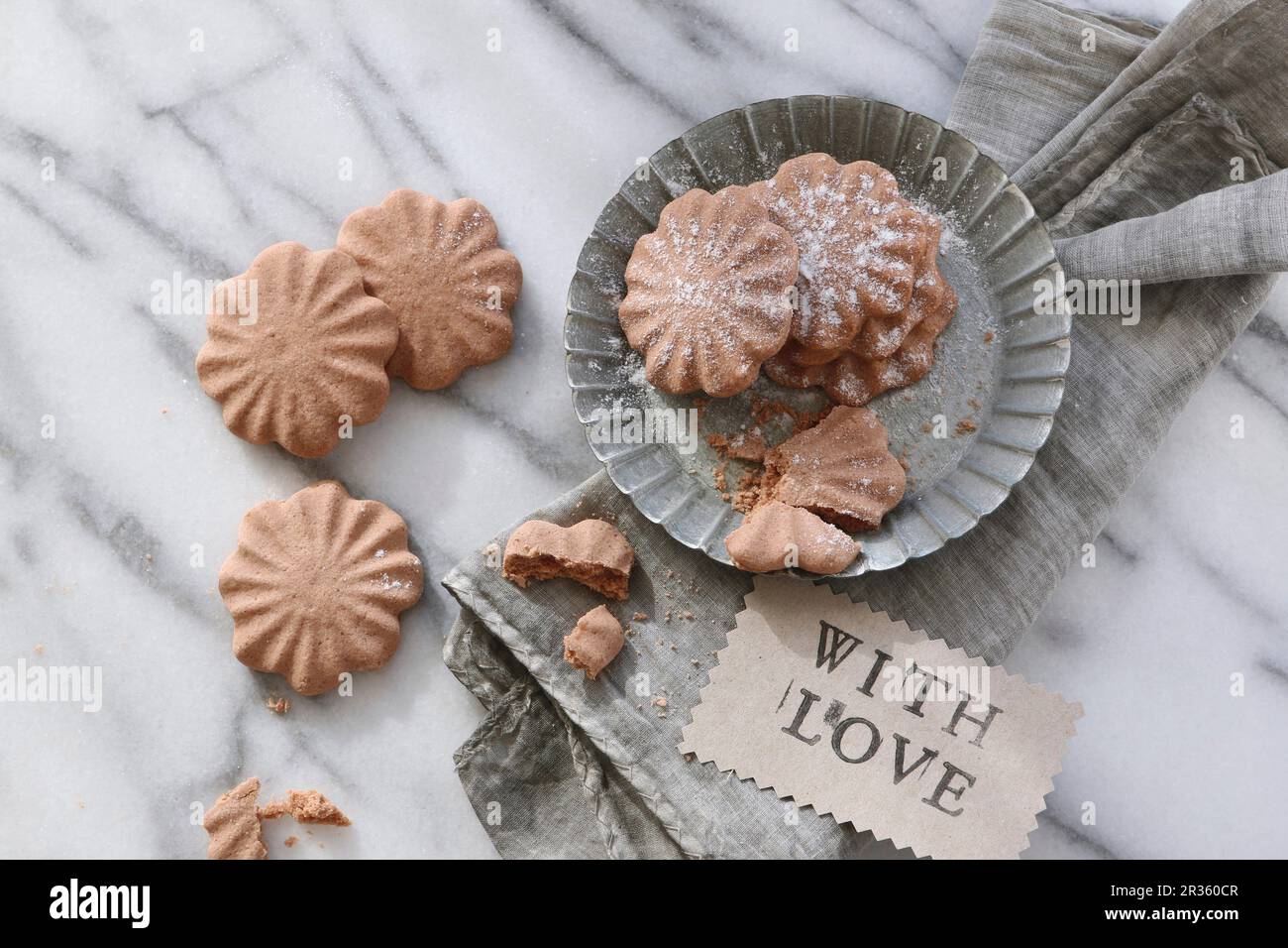 Biscuits au chocolat sans gluten avec sucre glace Banque D'Images