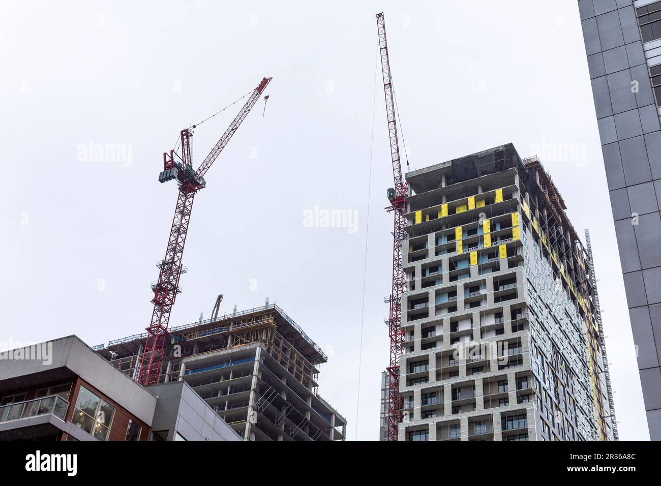 The scene of a partial crane collapse in Midtown Atlanta is shown