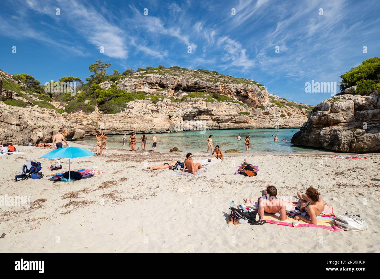 Caló des Marmols, Santanyí, Mallorca, Iles Baléares, Espagne. Banque D'Images