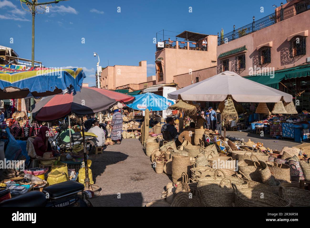 spice square souk, marrakech, maroc, afrique. Banque D'Images