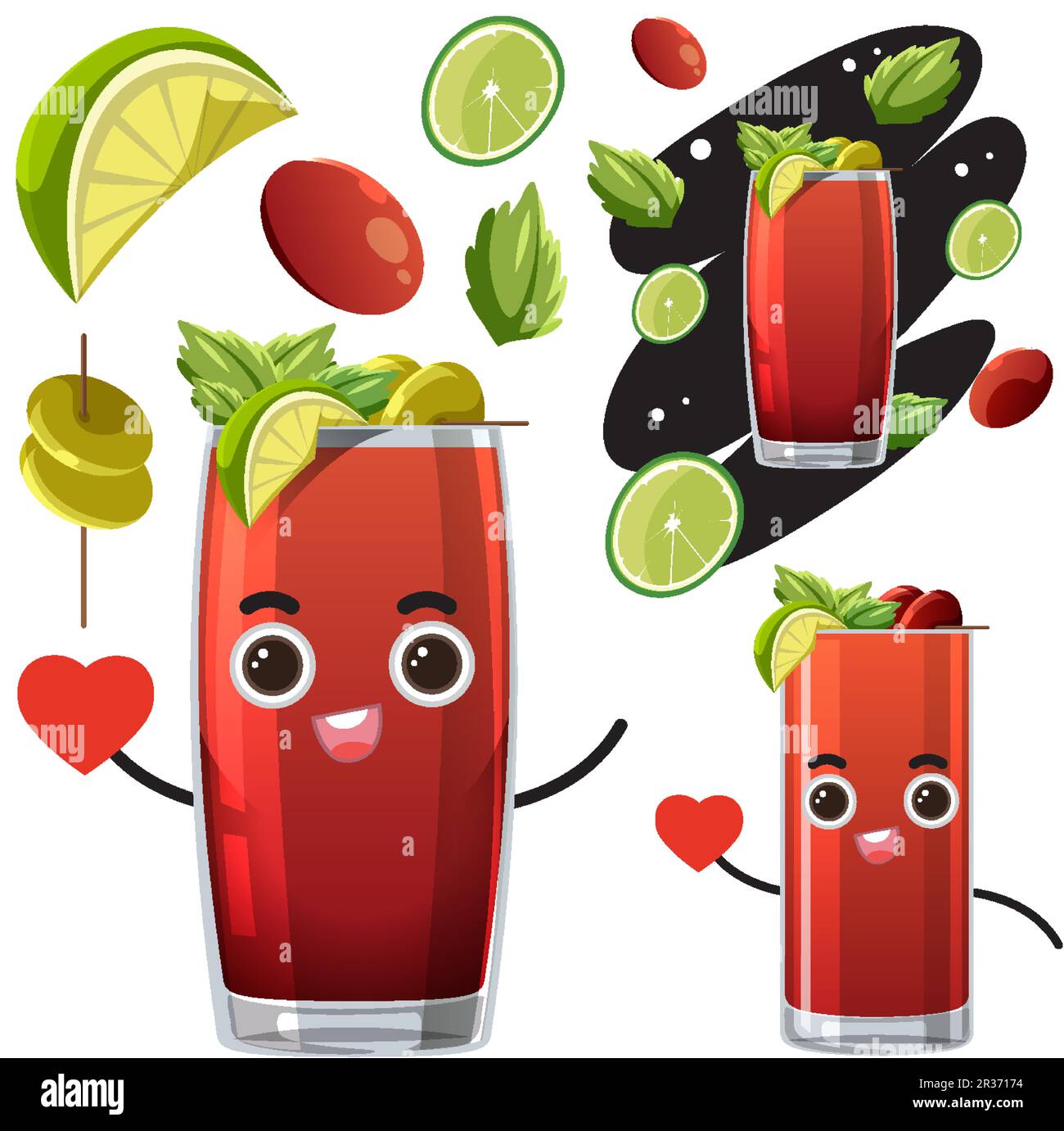 Ensemble de l'illustration du cocktail Bloody mary Illustration de Vecteur