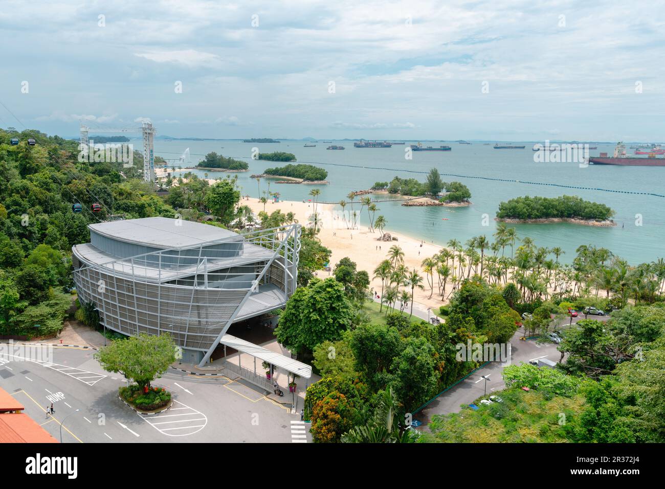Vue panoramique sur l'île de Sentosa Plage de Siloso à Singapour Banque D'Images