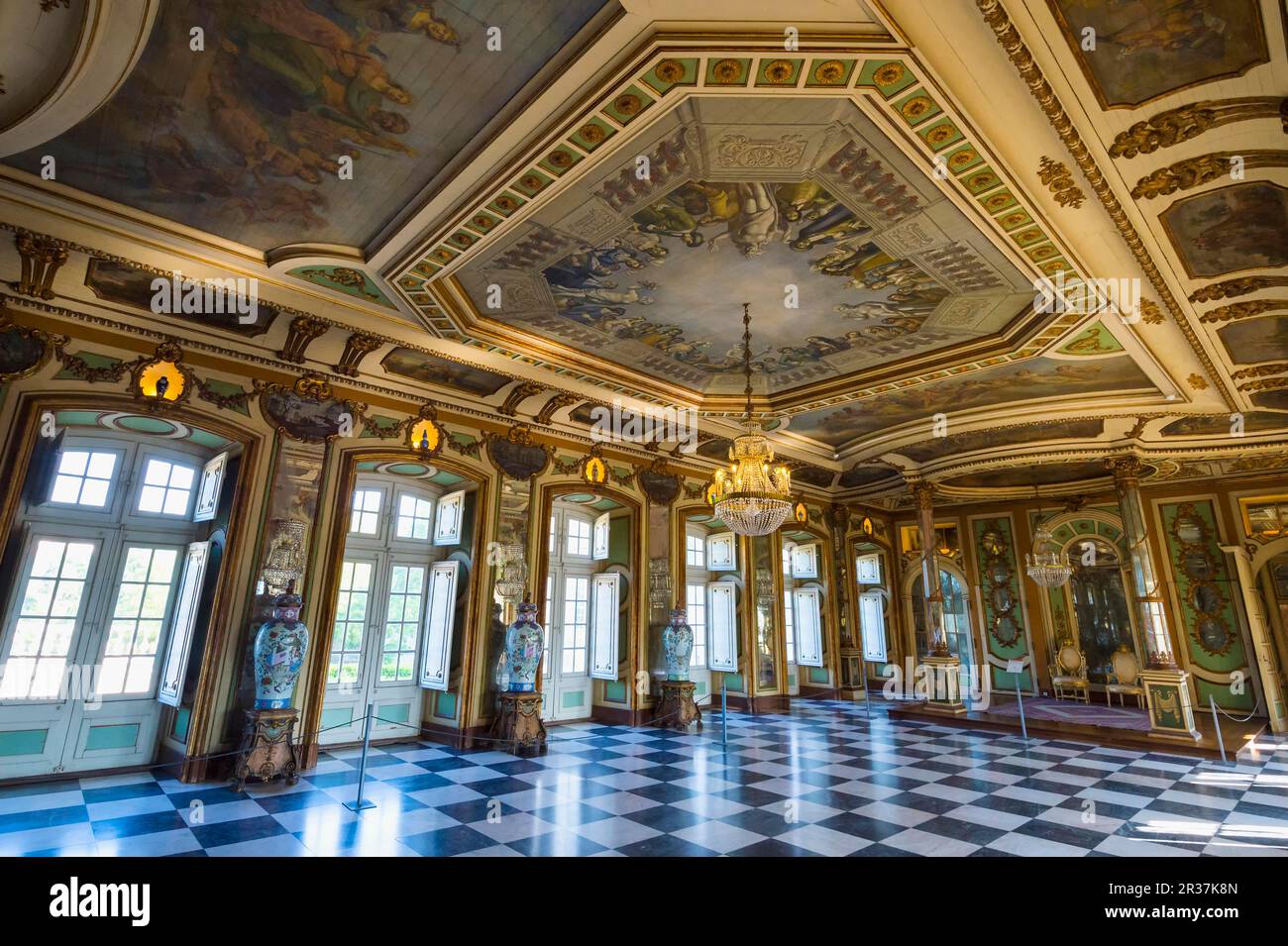 Salle de l'Ambassadeur, Palais royal d'été de Queluz, Côte de Lisbonne, Portugal Banque D'Images