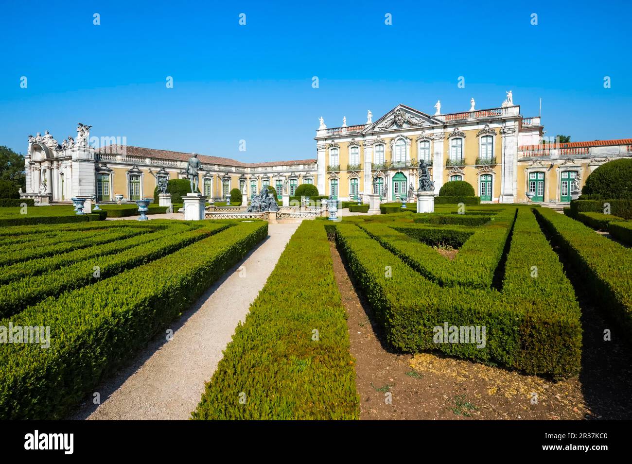 Jardins, le Royal Summer Palace de Queluz, Côte de Lisbonne, Portugal Banque D'Images