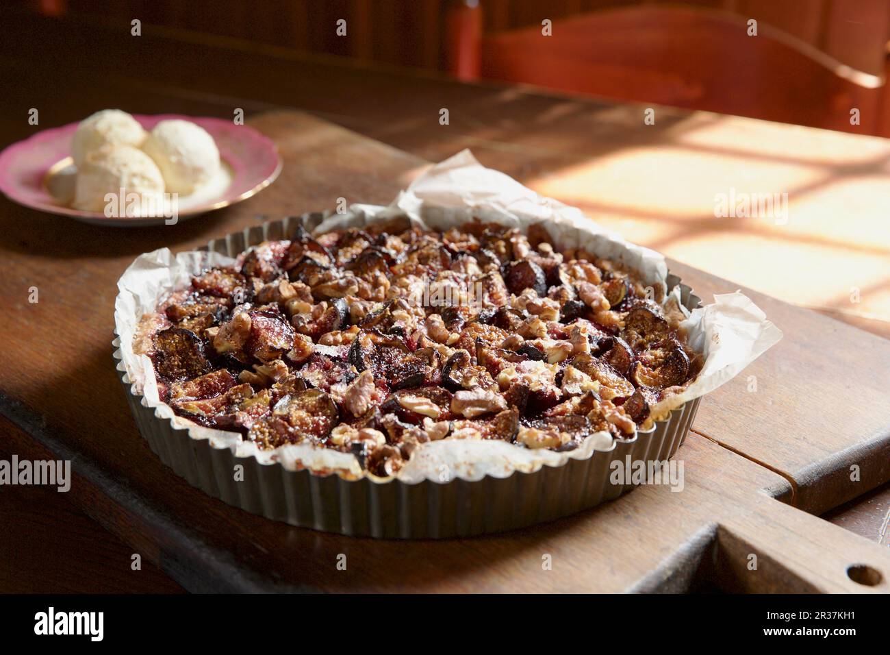 Tarte aux figues et crème glacée (Toscane) Banque D'Images