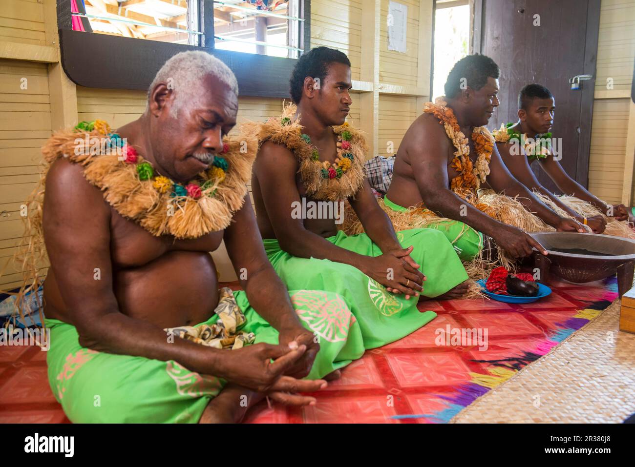 Cérémonie de l'homme à Kava, île de Yanuya, îles de Mamanuca, Fidji Banque D'Images