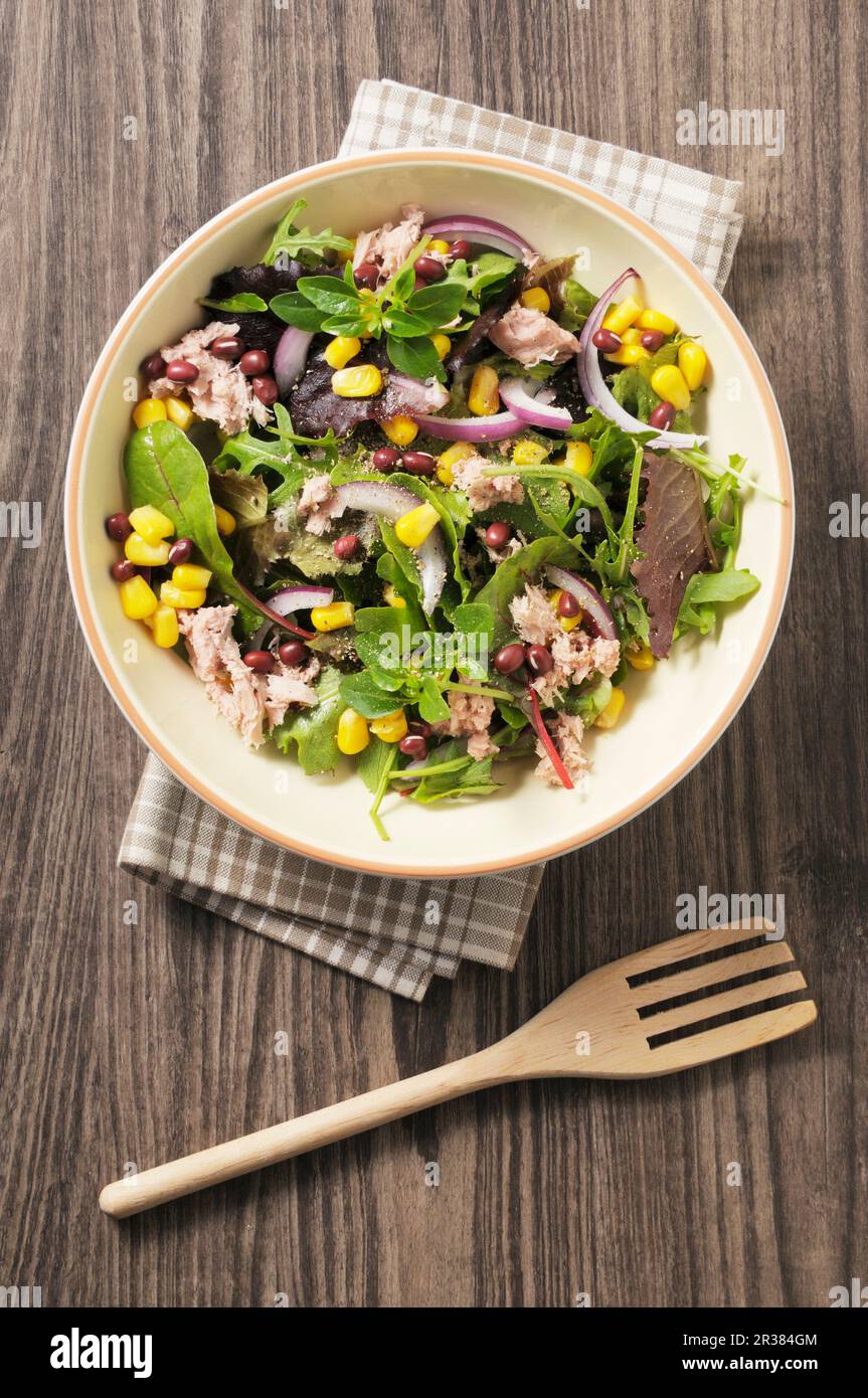 Salade de thon, de maïs sucré et de haricots (Mexique) Banque D'Images