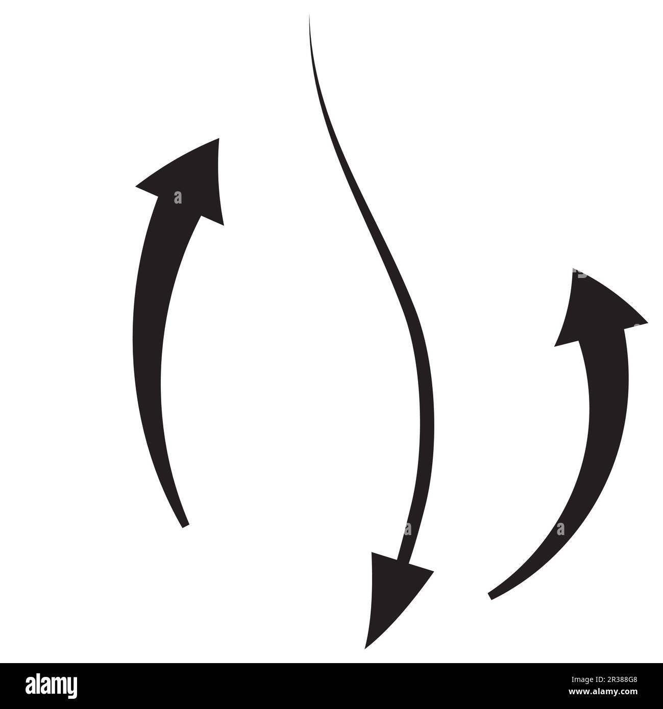 Ensemble de symboles de flèche ou contour d'esquisse de cercle, courbe, glissement vers le haut, ligne noire, icône de flèche plate éléments dessinés à la main pour la conception graphique illustrati Banque D'Images