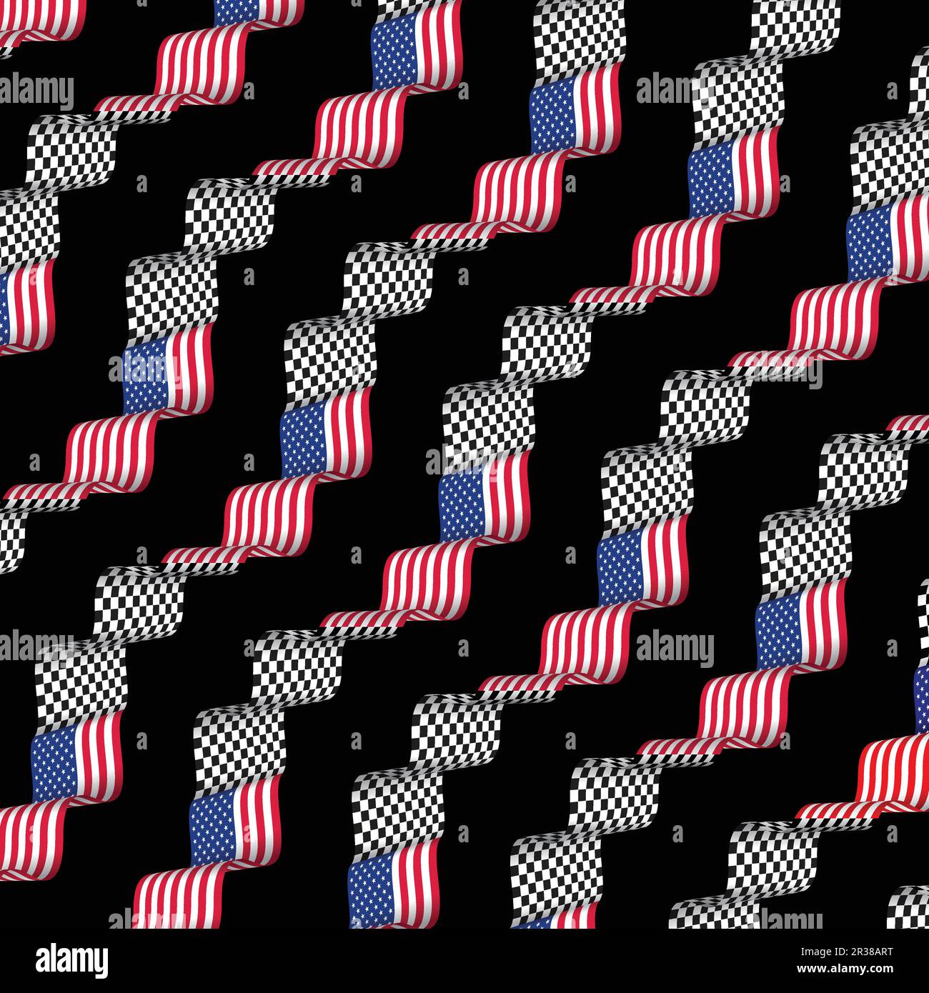 USA et race drapeau à damier rubans noirs Illustration de Vecteur